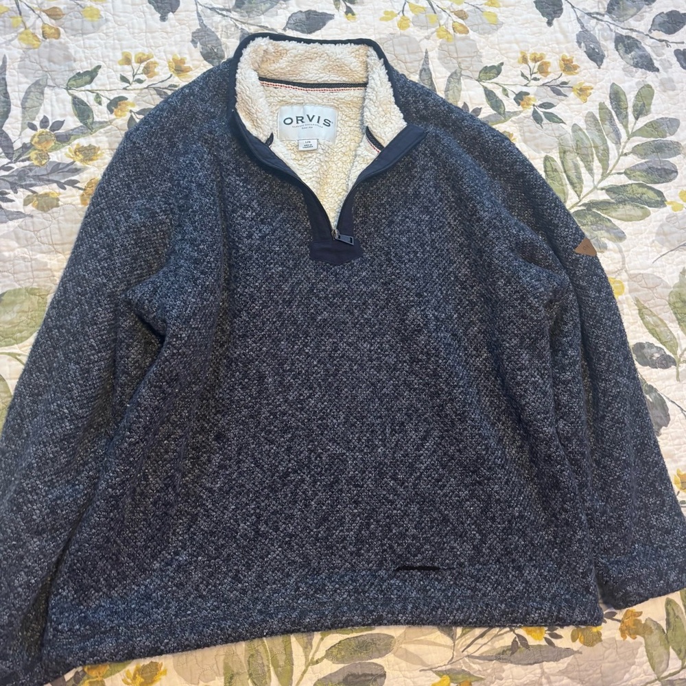 Orvis Men's Navy Zip-Up Sweater